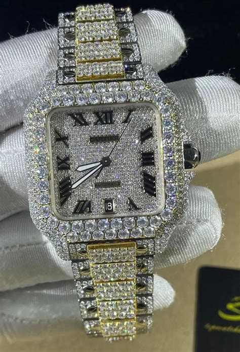 fake iced out cartier watch